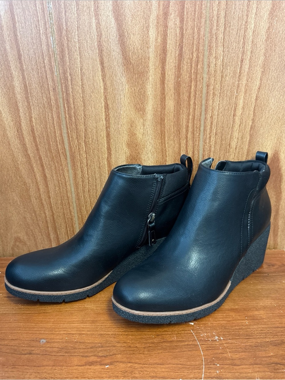 NEW Dr. Scholl's Black "Berklie" Boot Bootie Wedge Heels NIB US 11M 11